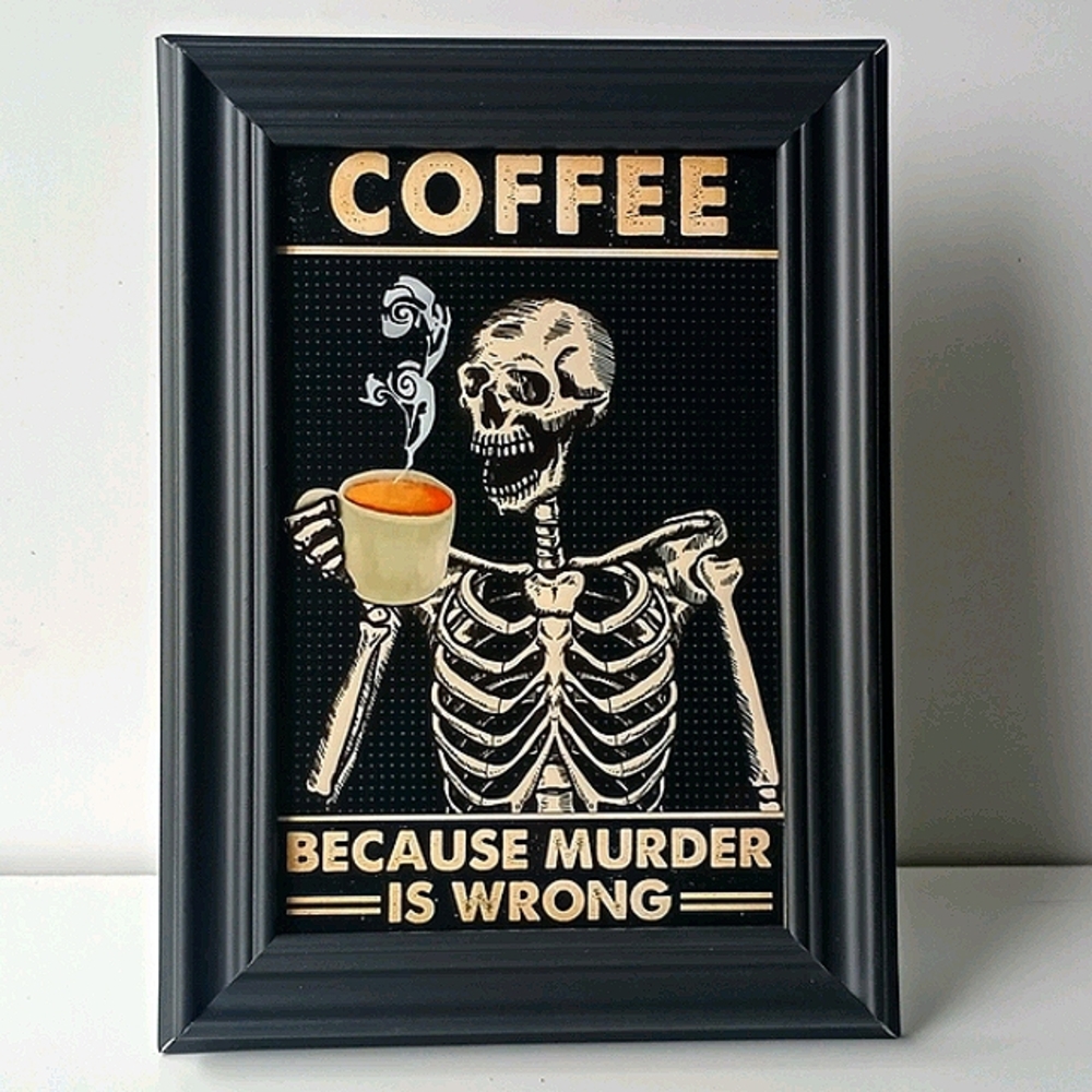 Coffee, Because Murder is Wrong Kitchen Coffeebar Framed Photo Print Home Decor - Picture 3 of 5
